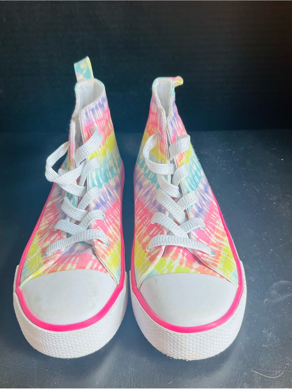 Kids High-Top Canvas Sneakers in Multicolor Tie-Dye - White Laces